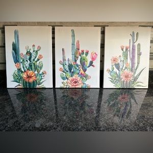 Canvas Prints Artwork, Watercolor Painting, 3 Pieces Framed